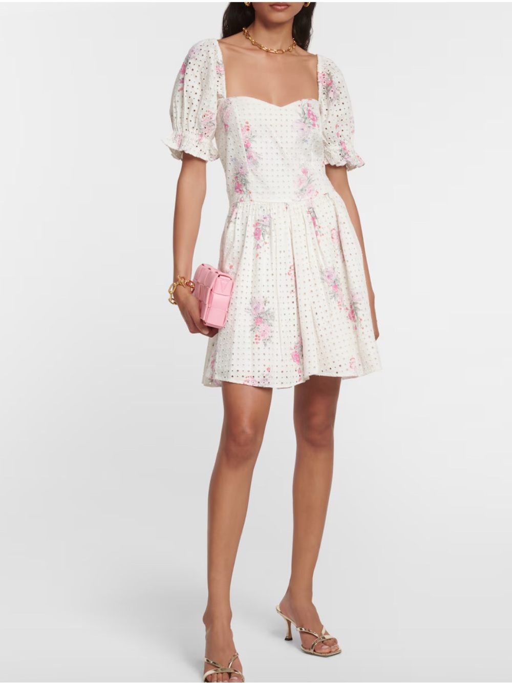 Love Shack Fancy Altima Floral Eyelet Mini Dress Size Medium